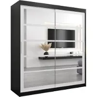 MEBLE KRYSPOL Kleiderschrank, Schiebetürenschrank Schlafzimmer, Schrank mit Spiegel ROMA 2 180 cm