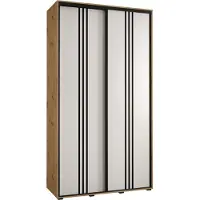 MEBLE KRYSPOL Cannes 6 Schrank mit 2 Schiebetüren - 205,2x130x45 cm - Artisan Weiß Schwarz