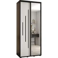 MEBLE KRYSPOL Cannes 13 Schrank mit 2 Schiebetüren - 205,2x100x60 cm - Schwarz Weiß Schwarz