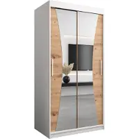 MEBLE KRYSPOL Kleiderschrank, Schiebetürenschrank Schlafzimmer, Schrank mit Spiegel MONACO 100 cm