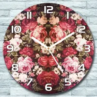 Coloray Wanduhr aus Glas Rund fi 30 Rote Rosen Aquarell Quarz Deko Wohnzimmer Büro