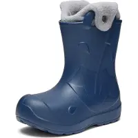 Ladeheid x Camminare Gummistiefel Kinder aus leichtem EVA warm gefüttert wasserdicht mit praktischem Griff und edlem Regenschirm-Relief für kalte Tage und Schnee LA-CA-21 (MarineBlau, 24/25 EU)
