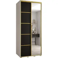 MEBLE KRYSPOL Cannes 5 Schrank mit 2 Schiebetüren - 205,2x120x60 cm - Weiß Schwarz Gold