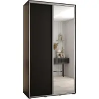 MEBLE KRYSPOL Cannes 3 Schrank mit 2 Schiebetüren - 205,2x140x60 cm - Schwarz Schwarz Silber