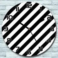 Coloray Wanduhr aus Glas Rund fi 30 Diagonale Streifen Quarz Deko Schlafzimmer Büro