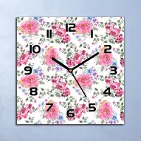 Coloray Wanduhr Echt-Glas-Küchenuhr Rosen Blumengarten Quarz 30x30 Deko Bilder