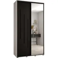 MEBLE KRYSPOL Cannes 9 Schrank mit 2 Schiebetüren - 205,2x130x60 cm - Weiß Schwarz Schwarz