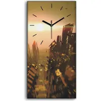 Coloray Wandbild Leinwand Bilder mit Uhr 30x60 Mann surft am Himmel Sonnenuntergang - schwarze Hände