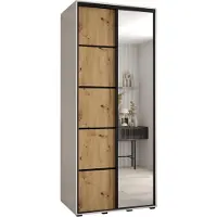 MEBLE KRYSPOL Cannes 5 Schrank mit 2 Schiebetüren - 205,2x100x60 cm - Weiß Artisan Schwarz