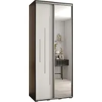 MEBLE KRYSPOL Cannes 13 Schrank mit 2 Schiebetüren - 205,2x120x45 cm - Schwarz Weiß Silber