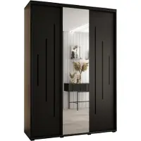 MEBLE KRYSPOL Davos 13 Schrank, drei Türen - 235,2x180x60 cm - Schwarz Schwarz Schwarz