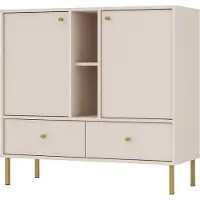 Masseno Kommode TORINO 100 cm Sideboard mit 2 Schubladen und 2 Türen für Wohnzimmer Schlafzimmer Modern 100x41x95 cm Beige / Beige