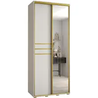 MEBLE KRYSPOL Cannes 11 Schrank mit 2 Schiebetüren - 205,2x110x60 cm - Weiß Weiß Gold