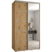MEBLE KRYSPOL Cannes 5 Schrank mit 2 Schiebetüren - 205,2x140x60 cm - Artisan Artisan Silber