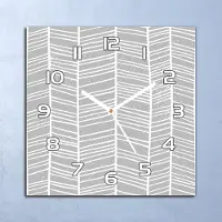 Coloray Deko Glasuhr Wanduhr 30x30 Fischgrätenmuster Quarz Küchenuhr Bürouhr