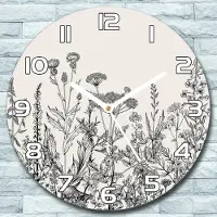 Coloray Wanduhr aus Glas Rund fi 30 Feldflora weiß Quarz Deko Schlafzimmer Büro