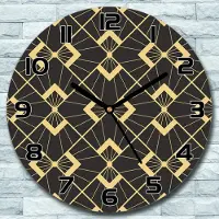Coloray Wanduhr aus Glas Rund fi 30 Abstrakt schwarz Quarz Deko Schlafzimmer Büro
