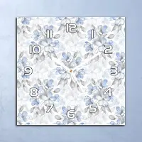 Coloray Deko Glasuhr Wanduhr 30x30 Zarte Blaue Blumen Quarz Küchenuhr Bürouhr