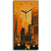 Coloray Küchenuhr Bürouhr Leinwand Uhr Quarz 30x60 Malerei Menschen Stadt bei Nacht - schwarze Hände