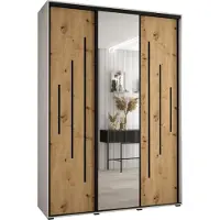MEBLE KRYSPOL Cannes 13 Schrank mit 3 Schiebetüren - 205,2x180x45 cm - Weiß Artisan Schwarz