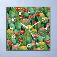 Coloray Deko Glasuhr Wanduhr 30x30 Farbenfrohe Kakteen Quarz Küchenuhr Bürouhr