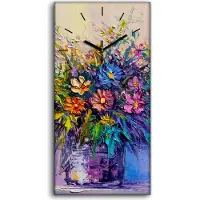 Coloray Wanduhr Bürouhr Leinwand Bild 30x60 Foto groß einen Blumenstrauß zu malen - schwarze Hände