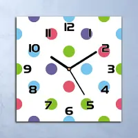 Coloray Wanduhr Echt-Glas-Küchenuhr Bunte Punktmuster Quarz Lautlos 30x30 Deko Bilder