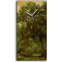 Coloray Wanduhr Bürouhr Leinwand Bild 30x60 Malerei Wald Bäume Fluss Himmel Wolken Kunst - weiße Hände