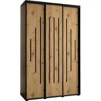 MEBLE KRYSPOL Cannes 12 Schrank mit 3 Schiebetüren - 205,2x150x45 cm - Schwarz Artisan Schwarz