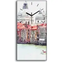 Coloray Wanduhr Bürouhr Leinwand Bild Geräuschlos Kunstdruck 30x60 Venedig Italien Stadt - schwarze Hände