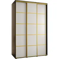 MEBLE KRYSPOL Cannes 4 Schrank mit 3 Schiebetüren - 205,2x150x60 cm - Schwarz Weiß Gold