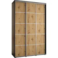 MEBLE KRYSPOL Cannes 4 Schrank mit 3 Schiebetüren - 205,2x160x45 cm - Schwarz Artisan Silber