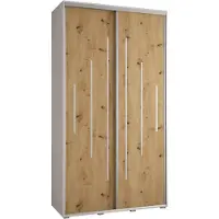 MEBLE KRYSPOL Cannes 12 Schrank mit 2 Schiebetüren - 205,2x130x45 cm - Weiß Artisan Silber