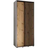 MEBLE KRYSPOL Sapporo 1 Schrank mit 2 Schiebetüren - 205,2x100x45 cm - Weiß Artisan Schwarz