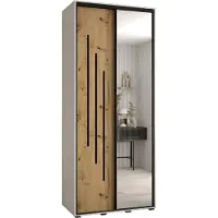 MEBLE KRYSPOL Cannes 9 Schrank mit 2 Schiebetüren - 205,2x110x45 cm - Weiß Artisan Schwarz