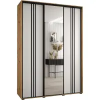 MEBLE KRYSPOL Cannes 7 Schrank mit 3 Schiebetüren - 205,2x180x60 cm - Artisan Weiß Schwarz