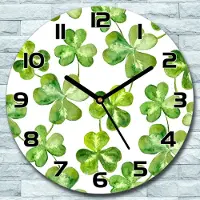 Coloray Wanduhr aus Glas Rund fi 30 Grün Kleearten Quarz Deko Wohnzimmer Büro