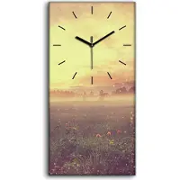 Coloray Leinwand Wanduhr Wandkunst Uhr 30x60 Sonnenuntergang Landschaft fantastisch - schwarze Hände