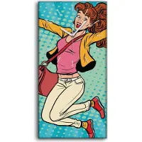 Coloray Leinwand Wanduhr Wandkunst Uhr 30x60 Foto groß Pop Kunst Retro Comicbuch - weiße Hände