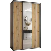MEBLE KRYSPOL Cannes 7 Schrank mit 3 Schiebetüren - 205,2x150x60 cm - Schwarz Artisan Silber