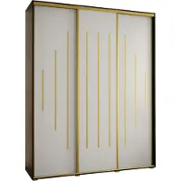 MEBLE KRYSPOL Davos 12 Schrank, drei Türen - 235,2x200x60 cm - Schwarz Weiß Gold