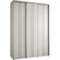 MEBLE KRYSPOL Cannes 6 Schrank mit 3 Schiebetüren - 205,2x180x45 cm - Weiß Weiß Silber
