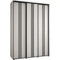 MEBLE KRYSPOL Cannes 6 Schrank mit 3 Schiebetüren - 205,2x180x45 cm - Weiß Weiß Schwarz