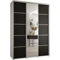 MEBLE KRYSPOL Davos 5 Schrank, drei Türen - 235,2x170x45 cm - Weiß Schwarz Silber