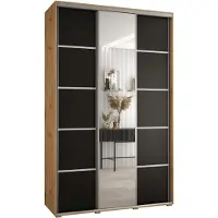 MEBLE KRYSPOL Davos 5 Schrank, drei Türen - 235,2x150x45 cm - Artisan Schwarz Silber