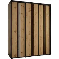 MEBLE KRYSPOL Davos 6 Schrank, drei Türen - 235,2x190x60 cm - Schwarz Artisan Schwarz