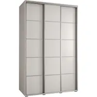 MEBLE KRYSPOL Cannes 4 Schrank mit 3 Schiebetüren - 205,2x150x60 cm - Weiß Weiß Silber