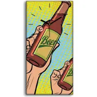 Coloray Leinwand Wanduhr Wandkunst Uhr 30x60 Malerei Abstraktes Bier Trinken Comics - schwarze Hände