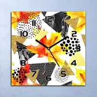 Coloray Wanduhr Echt-Glas-Küchenuhr Herbstdreiecke Bunte Abstraktion 30x30 Deko Bilder