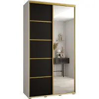 MEBLE KRYSPOL Davos 5 Schrank, zwei Türen - 235,2x140x45 cm - Weiß Schwarz Gold